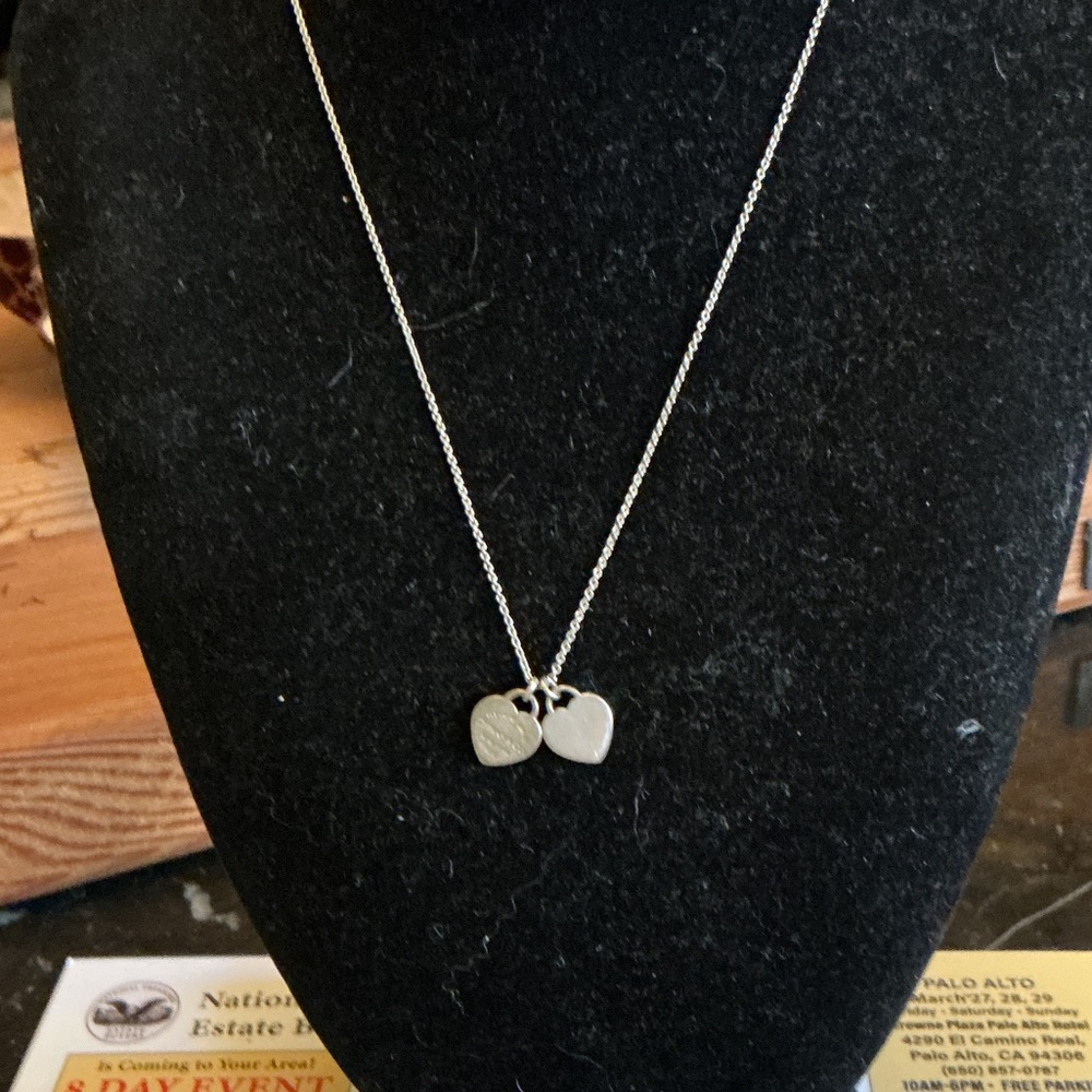Tiffany & Co. Silver Double Heart Pendant Necklace